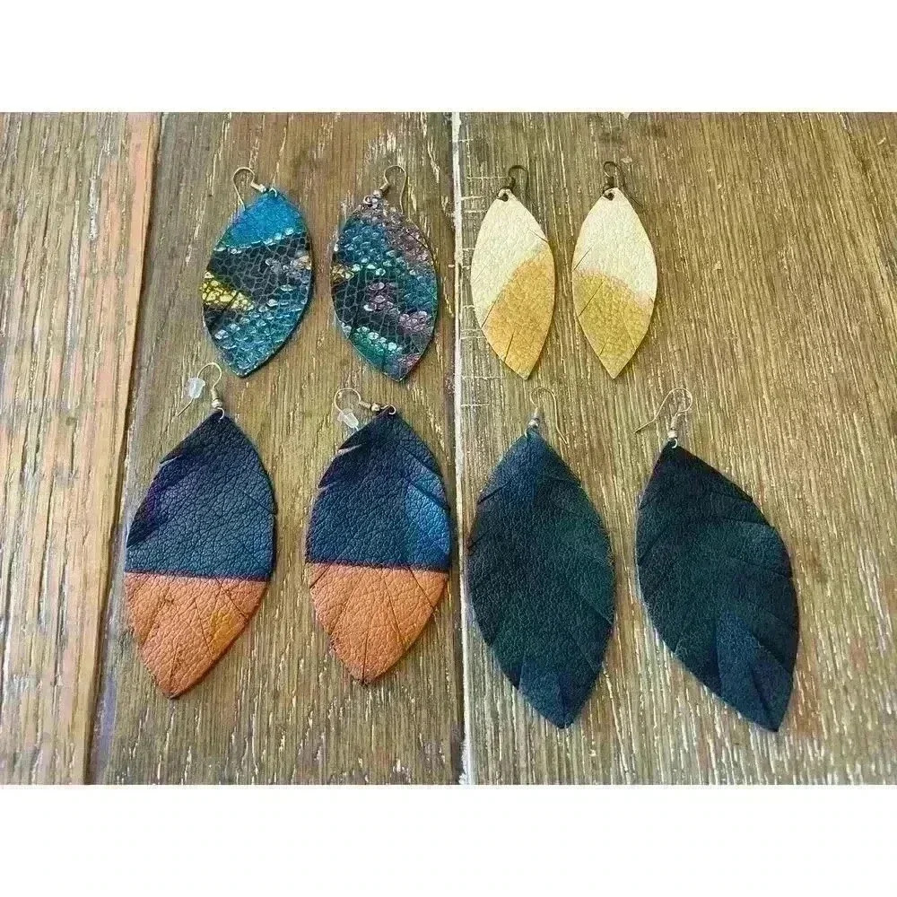 Bundle (4) of Homemade Boutique Leather Earrings